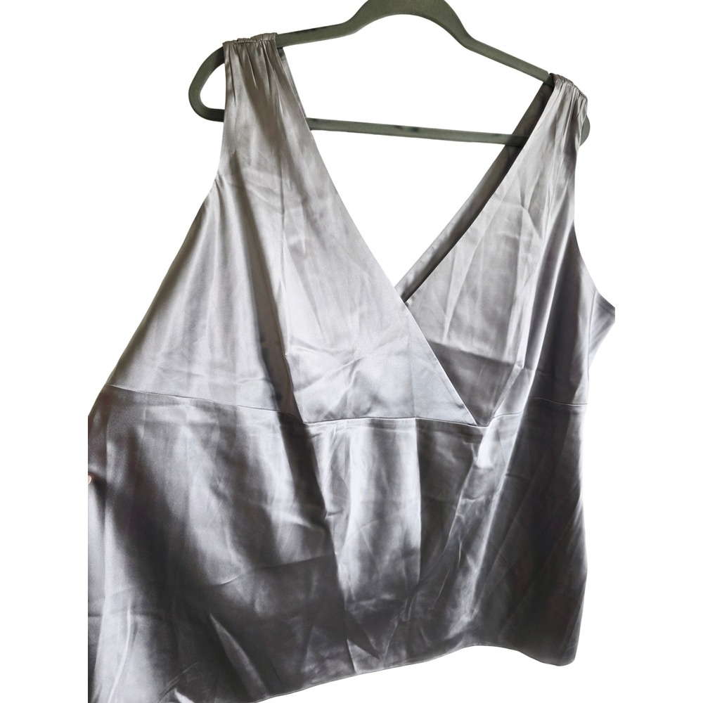 INC International Concepts 24W Pewter Silk Blend Surplice V-Neck Tank Top 3X NWT - Picture 10 of 12